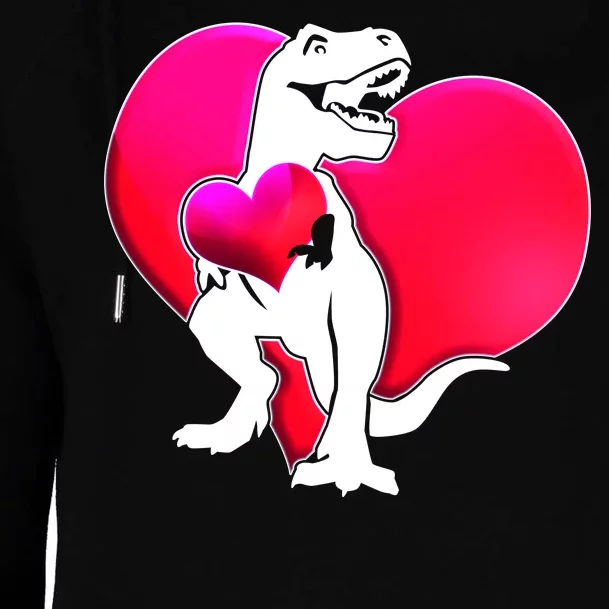 Tyrannosaurus Rex Valentine Heart Dinosaur Womens Funnel Neck Pullover Hood