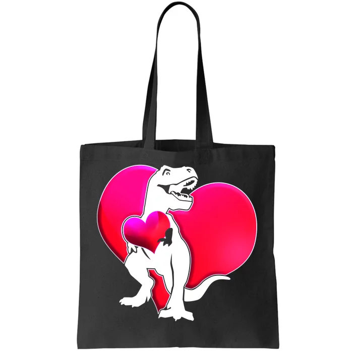 Tyrannosaurus Rex Valentine Heart Dinosaur Tote Bag