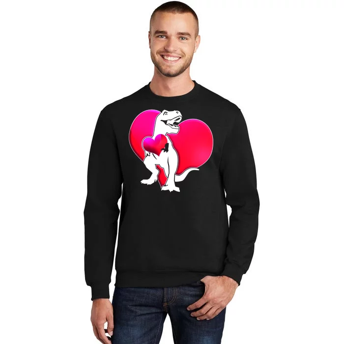 Tyrannosaurus Rex Valentine Heart Dinosaur Tall Sweatshirt