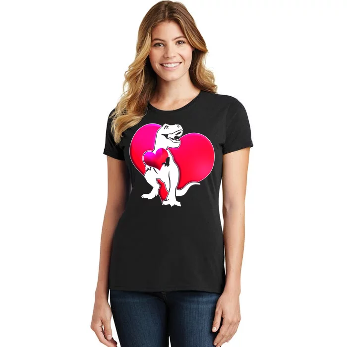 Tyrannosaurus Rex Valentine Heart Dinosaur Women's T-Shirt