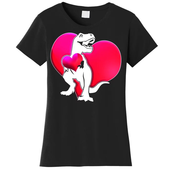 Tyrannosaurus Rex Valentine Heart Dinosaur Women's T-Shirt