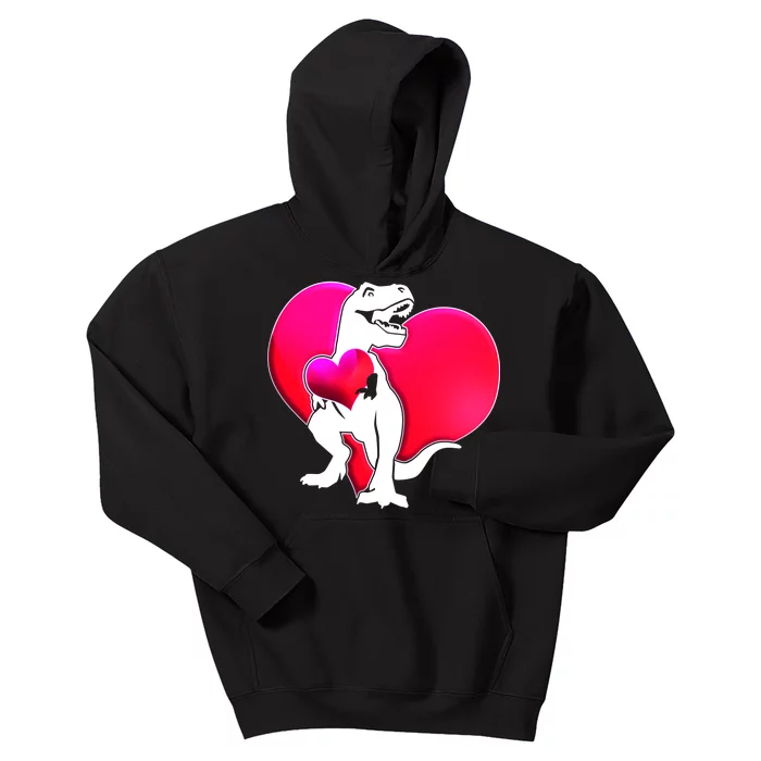 Tyrannosaurus Rex Valentine Heart Dinosaur Kids Hoodie