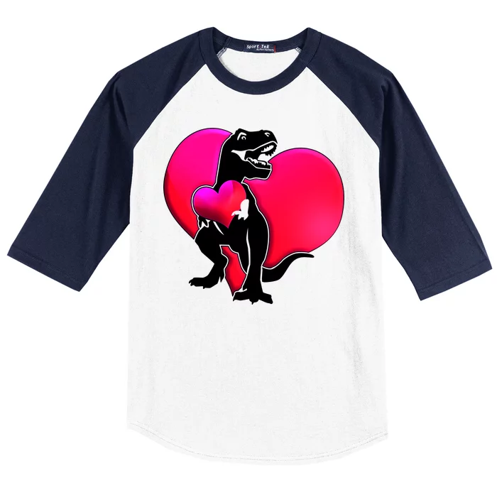 Tyrannosaurus Rex Valentine Heart Dinosaur Baseball Sleeve Shirt