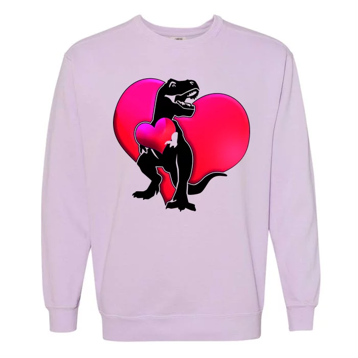 Tyrannosaurus Rex Valentine Heart Dinosaur Garment-Dyed Sweatshirt