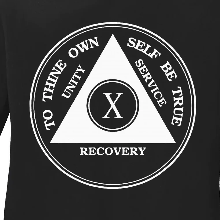 Ten Years Sober 10 Years Aa Sobriety Ladies Long Sleeve Shirt