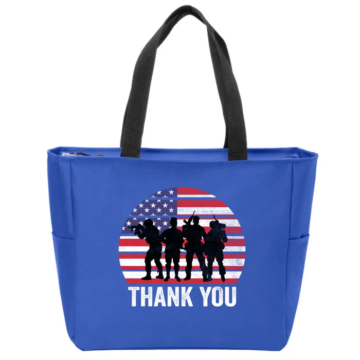 Thank You Soldier Army Memorial Day Veterans Day Gift Zip Tote Bag