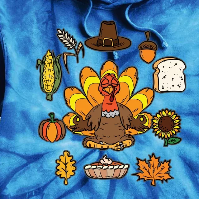 Turkey Yoga Thanksgiving Day Funny Namaste Meditation Gift Tie Dye Hoodie