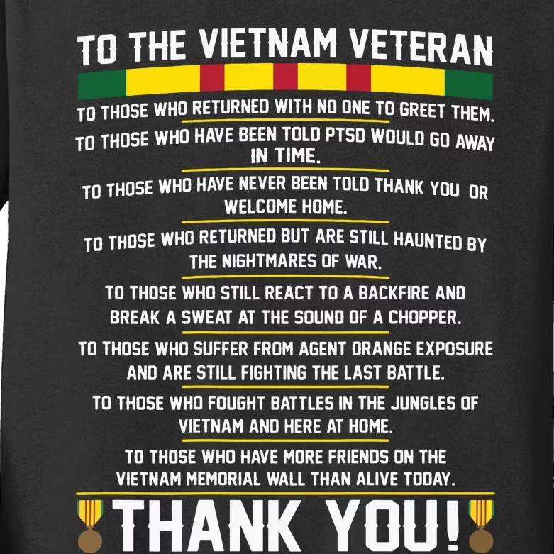 Thank You To The Vietnam Veterans Gift Kids Long Sleeve Shirt