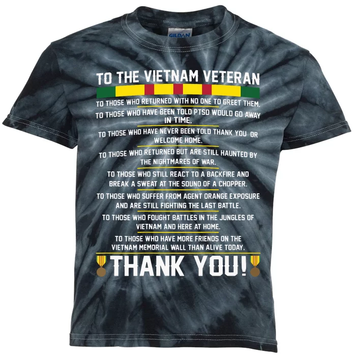 Thank You To The Vietnam Veterans Gift Kids Tie-Dye T-Shirt