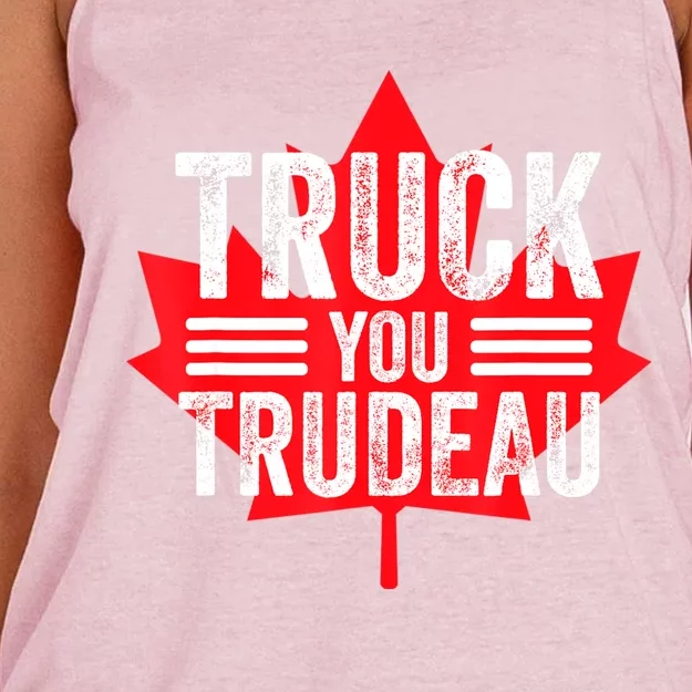 Truck You TRUDEAU I Support Convoy Freedom 2022 USA Canada Women's Knotted Racerback Tank