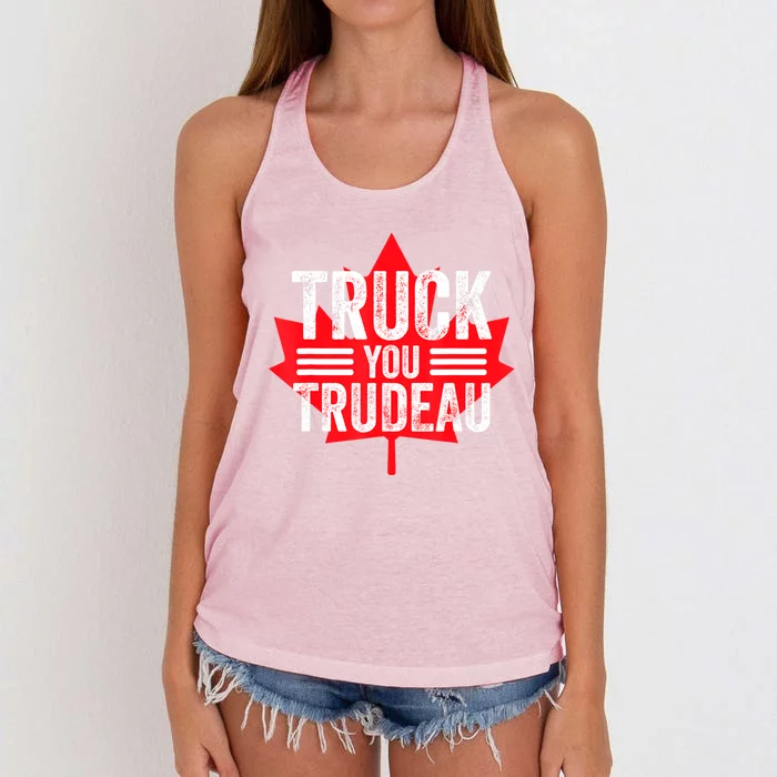 Truck You TRUDEAU I Support Convoy Freedom 2022 USA Canada Women's Knotted Racerback Tank