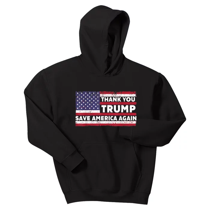 Thank You Trump Save America Again Support Trump 2024 Kids Hoodie