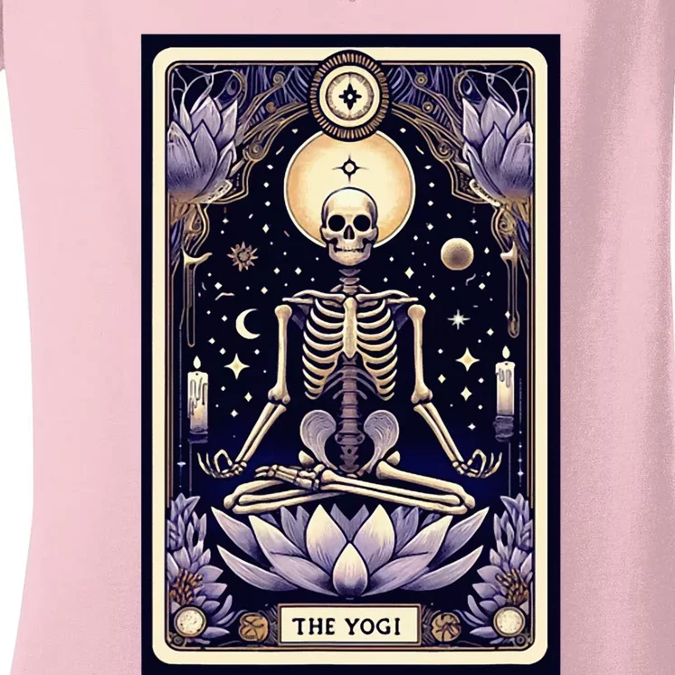 The Yogi Tarot Card Yoga Skeleton Women's V-Neck T-Shirt