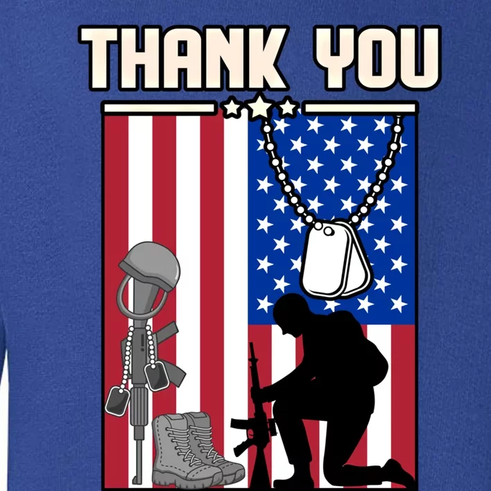 Thank You Usa Flag American Memorial Day Veteran Graphic Meaningful Gift Toddler Sweatshirt