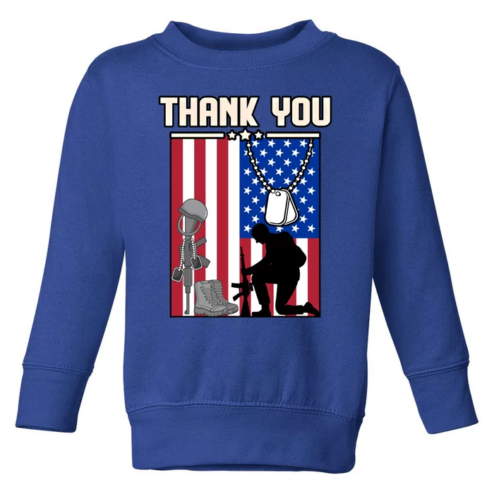 Thank You Usa Flag American Memorial Day Veteran Graphic Meaningful Gift Toddler Sweatshirt