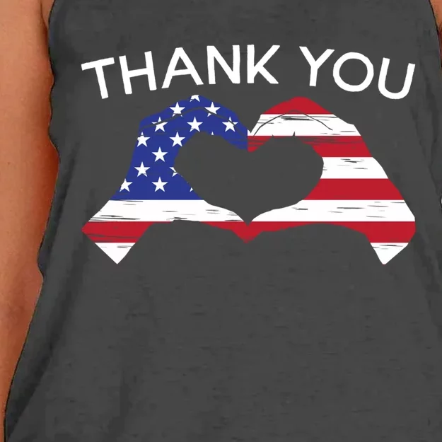 Thank You Usa Flag American Military Soldier Veterans Day Gift Women's Knotted Racerback Tank