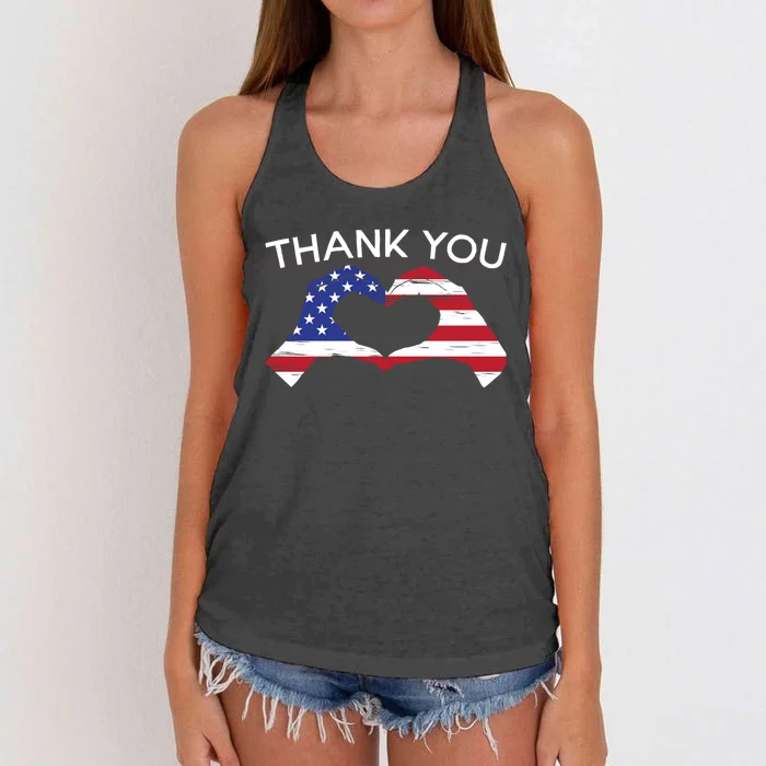 Thank You Usa Flag American Military Soldier Veterans Day Gift Women's Knotted Racerback Tank