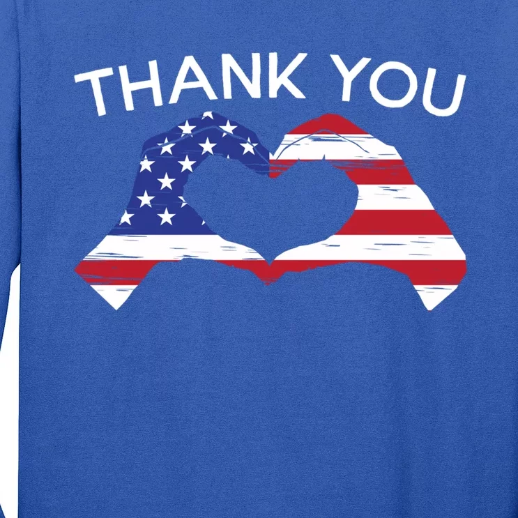 Thank You Usa Flag American Military Soldier Veterans Day Gift Long Sleeve Shirt