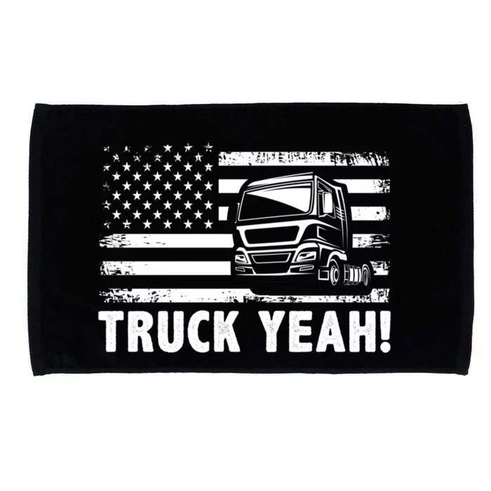 Truck Yeah Us Flag Vintage Trucking Lover Gift Microfiber Hand Towel