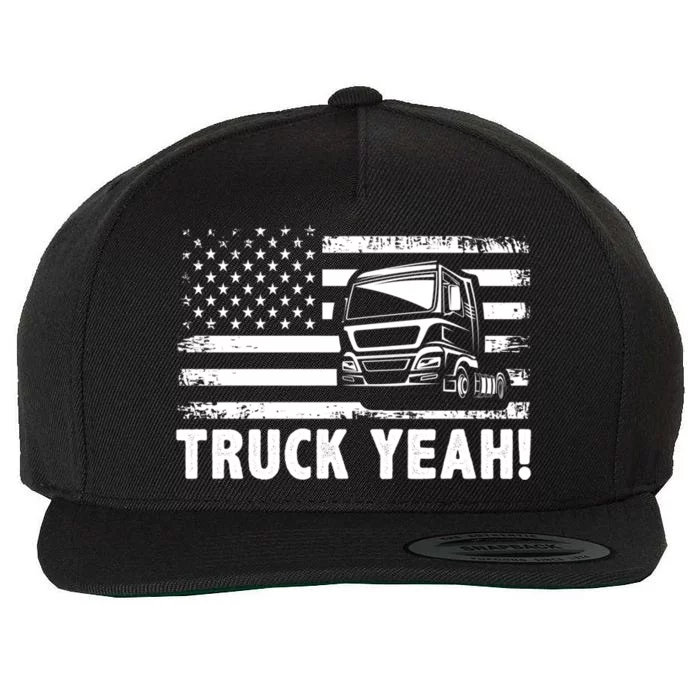 Truck Yeah Us Flag Vintage Trucking Lover Gift Wool Snapback Cap