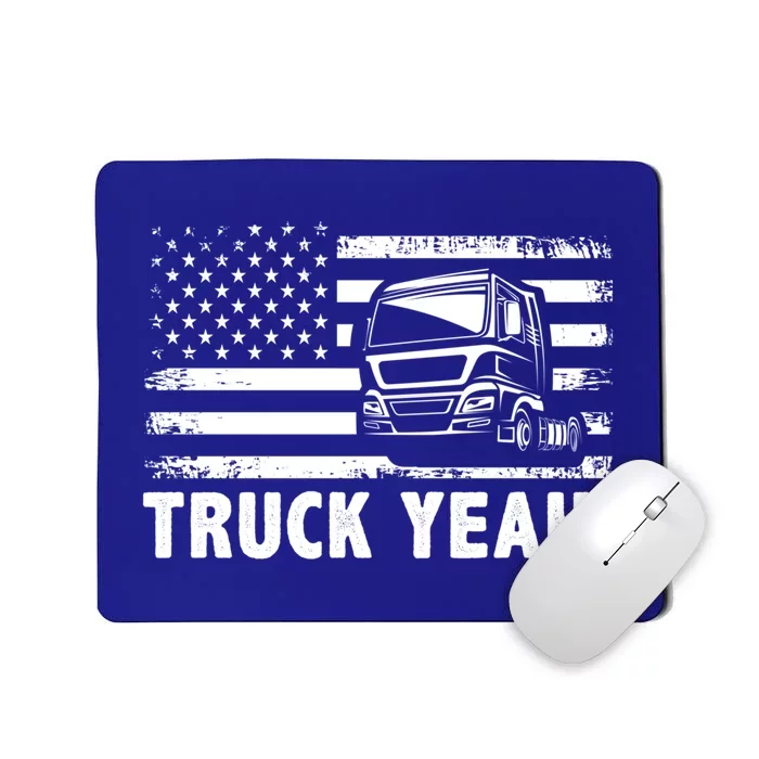 Truck Yeah Us Flag Vintage Trucking Lover Gift Mousepad