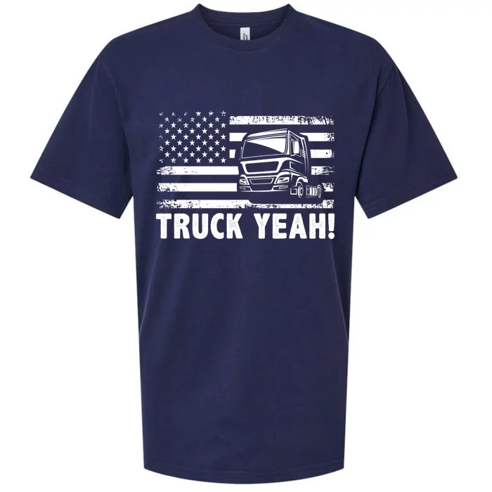 Truck Yeah Us Flag Vintage Trucking Lover Gift Sueded Cloud Jersey T-Shirt