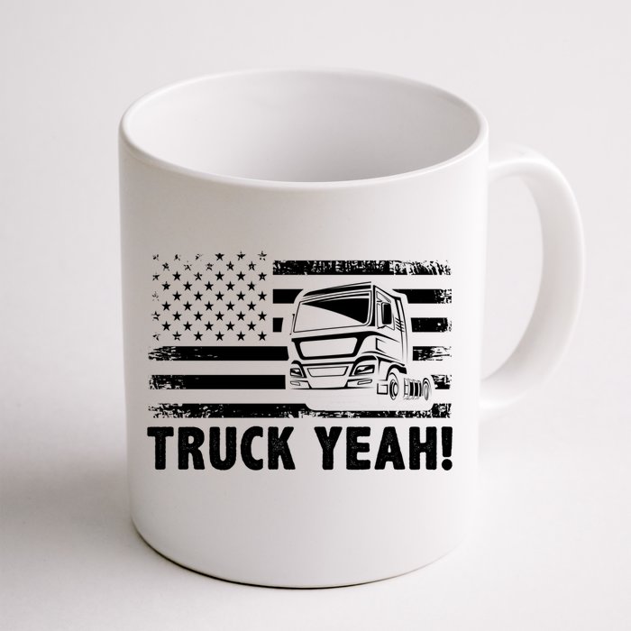 Truck Yeah Us Flag Vintage Trucking Lover Gift Front & Back Coffee Mug