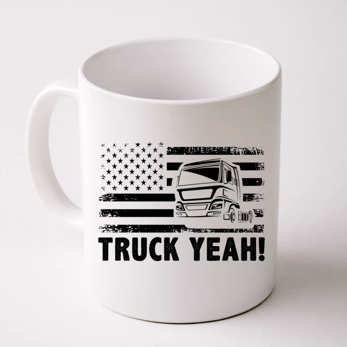 Truck Yeah Us Flag Vintage Trucking Lover Gift Front & Back Coffee Mug