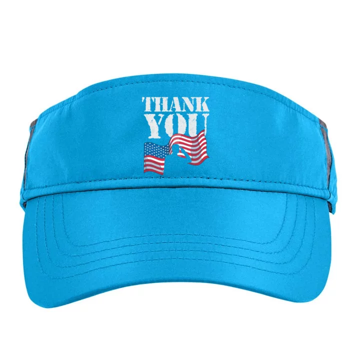 Thank You Us Flag Patriotic Soldier American Memorial Day Gift Adult Drive Performance Visor