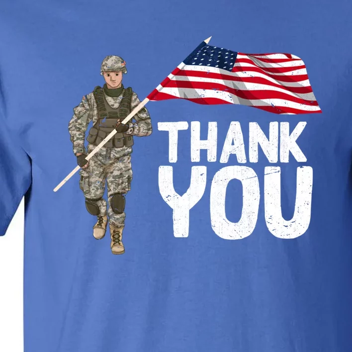 Thank You Us Flag Soldier Veteran American Memorial Day Cute Gift Tall T-Shirt