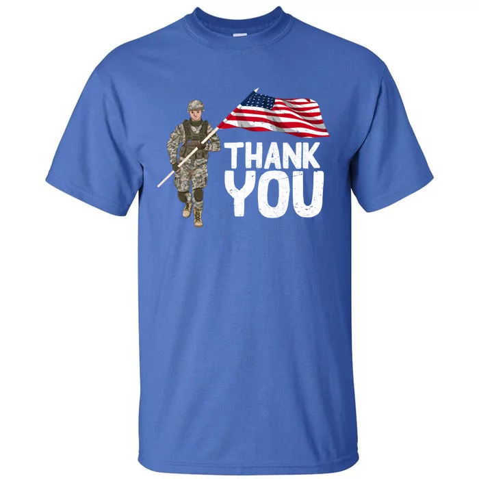 Thank You Us Flag Soldier Veteran American Memorial Day Cute Gift Tall T-Shirt