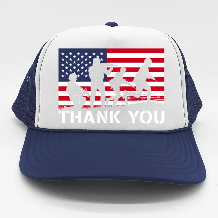 Thank You Veteran Memorial Day Usa American Flag Patriotic Gift Trucker Hat