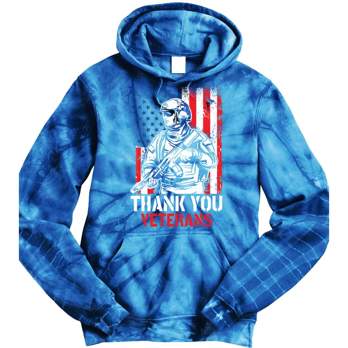 Thank You Veterans Meaningful Gift Patriotic American Flag Memorial Day Cute Gif Tie Dye Hoodie