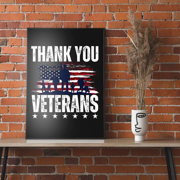 Thank You Veterans Day Memorial Day Partiotic Military Usa Poster