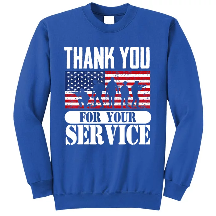 Thank You Veterans American Flag Patriotic Memorial Day Funny Gift Tall Sweatshirt