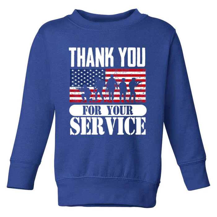 Thank You Veterans American Flag Patriotic Memorial Day Funny Gift Toddler Sweatshirt