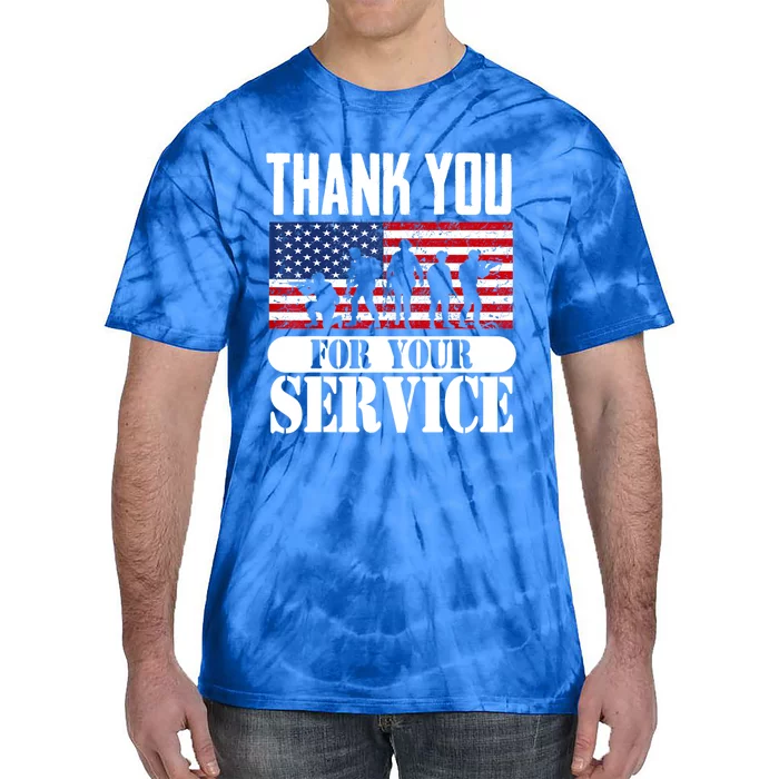 Thank You Veterans American Flag Patriotic Memorial Day Funny Gift Tie-Dye T-Shirt