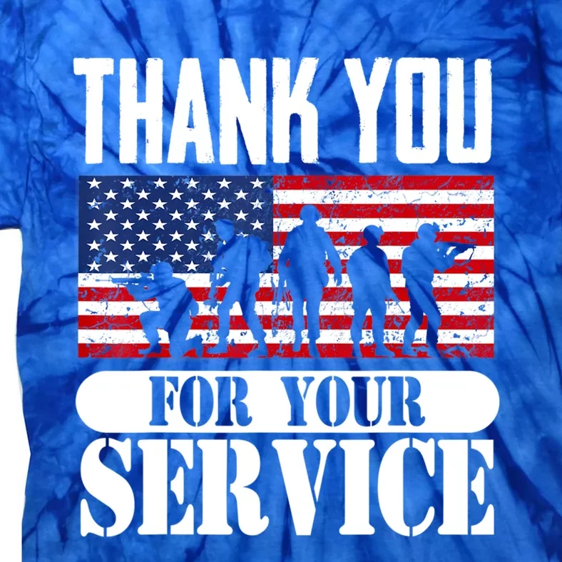 Thank You Veterans American Flag Patriotic Memorial Day Funny Gift Tie-Dye T-Shirt