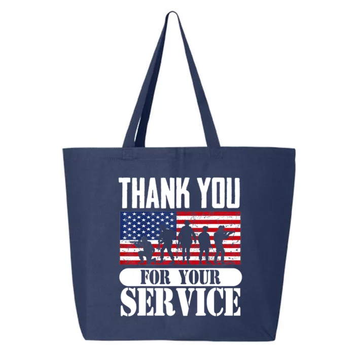 Thank You Veterans American Flag Patriotic Memorial Day Funny Gift 25L Jumbo Tote