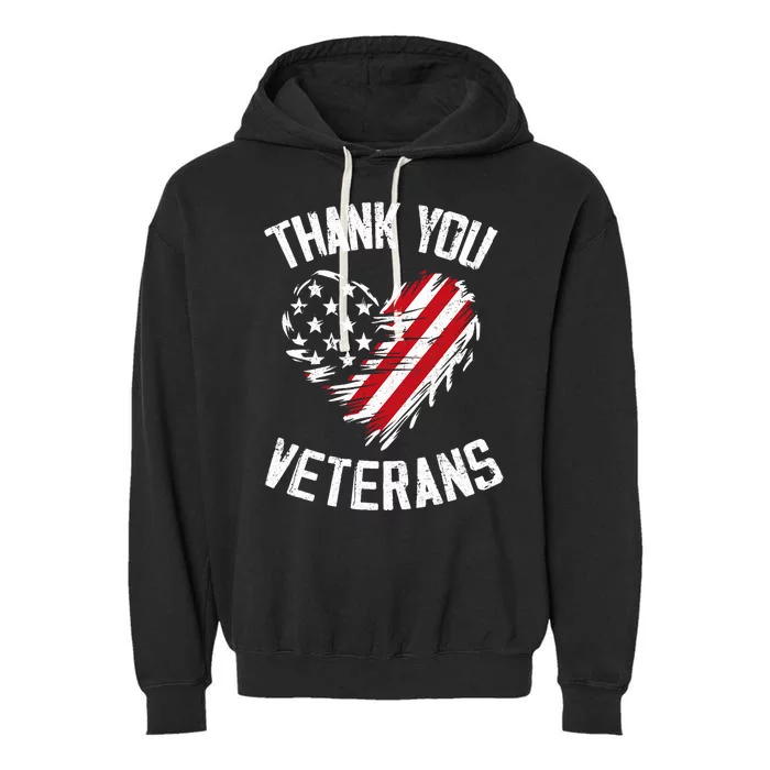 Thank You Veterans Patriotic American Flag Veterans Day 2024 Garment-Dyed Fleece Hoodie