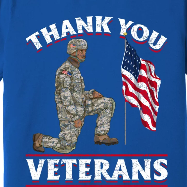 Thank You Veterans American Us Flag Soldier Memorial Day Cute Gift Premium T-Shirt