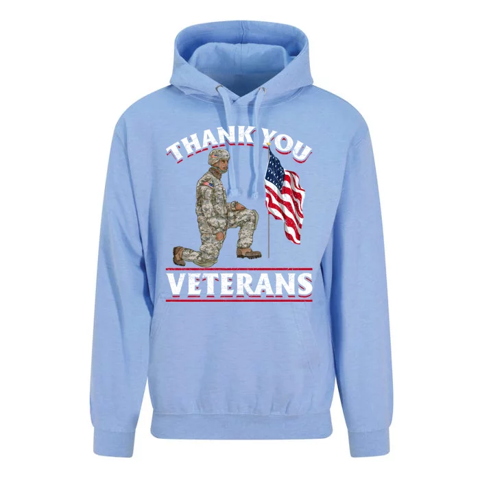 Thank You Veterans American Us Flag Soldier Memorial Day Cute Gift Unisex Surf Hoodie