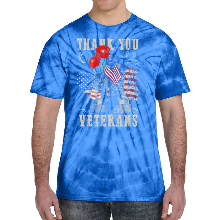 Thank You Veterans Combat Boots Poppy Veteran Day Memorial Funny Gift Tie-Dye T-Shirt