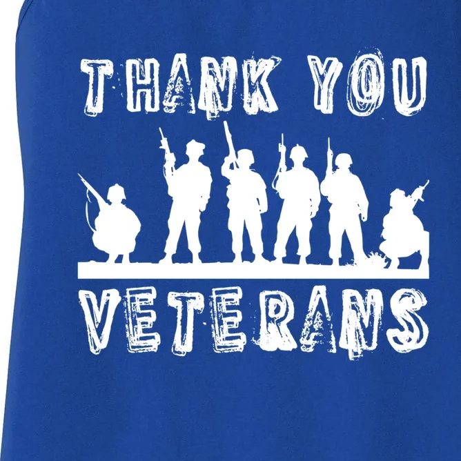 Thank You Veterans Combat Veteran Day Retro Memorial Day Gift Women's Racerback Tank