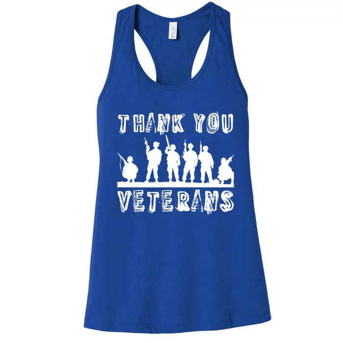 Thank You Veterans Combat Veteran Day Retro Memorial Day Gift Women's Racerback Tank