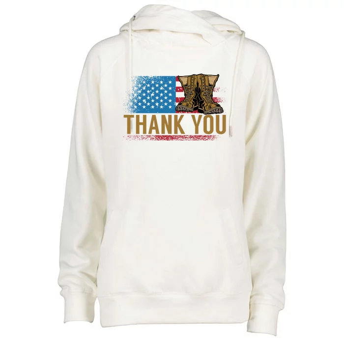 Thank You Veterans Memorial Day American Flag Gift Womens Funnel Neck Pullover Hood