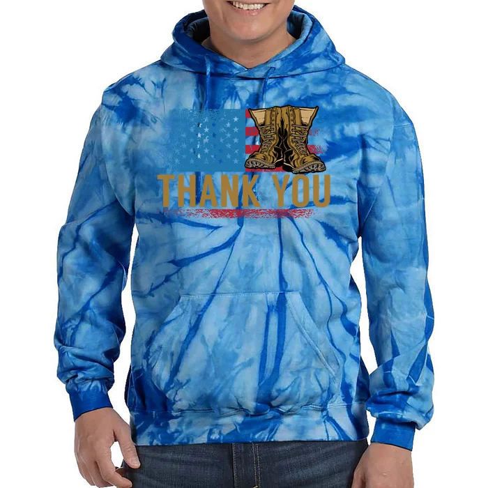 Thank You Veterans Memorial Day American Flag Gift Tie Dye Hoodie