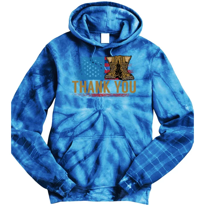 Thank You Veterans Memorial Day American Flag Gift Tie Dye Hoodie