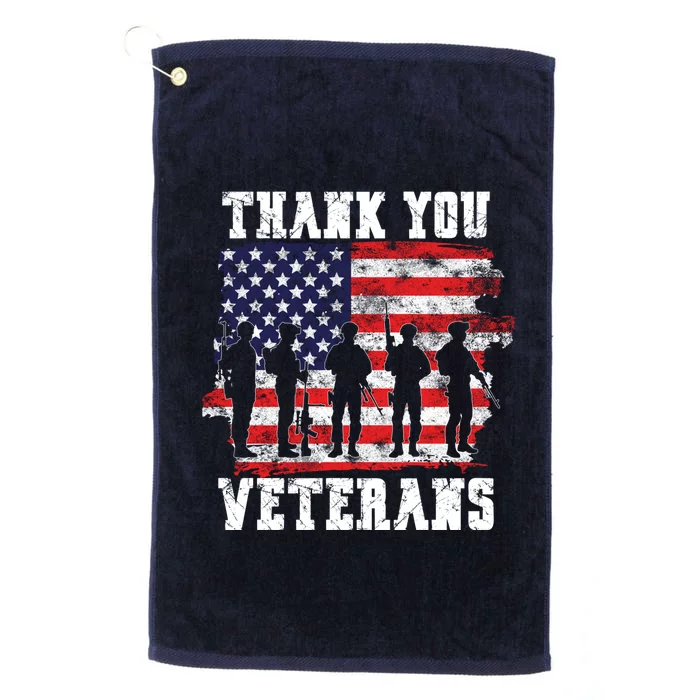 Thank You Veterans For Veterans Day Platinum Collection Golf Towel