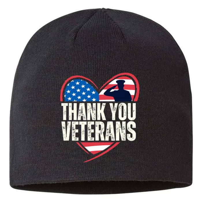 Thank You Veterans Day Memorial Day Partiotic Military Usa 8 1/2in Sustainable Knit Beanie